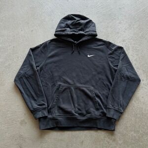 Vintage Y2K Nike Sweatshirt Size Large Black Hoodie Embroidered Swoosh Logo
